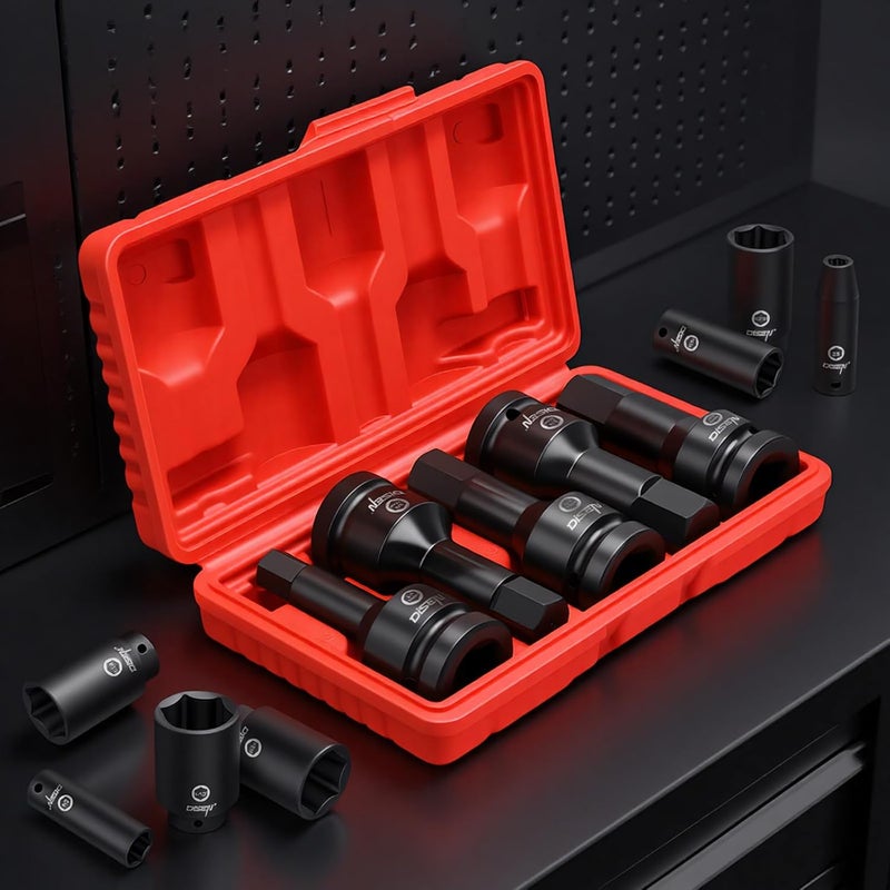 DISEN 3/4 Inch Drive Impact Hex Driver Set, 5-Piece, Metric, 14mm, 17mm, 19mm, 22mm, 24mm, CR-MO Steel, Professional Mechanic Repair 3/4” Hex Socket Set - Image 4
